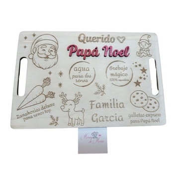 Bandeja de Madera Personalizada para Papá Noel – Tradición Navideña Familiar - Imagen 1