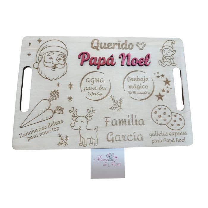 Bandeja de Madera Personalizada para Papá Noel - Imagen 1