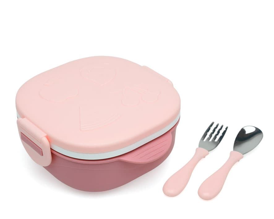 Caja almuerzo 450ml acero inox rosa - Imagen 1