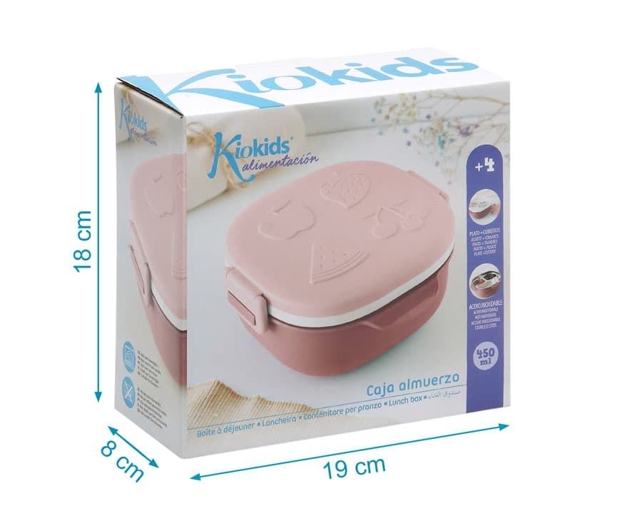 Caja almuerzo 450ml acero inox rosa - Imagen 3