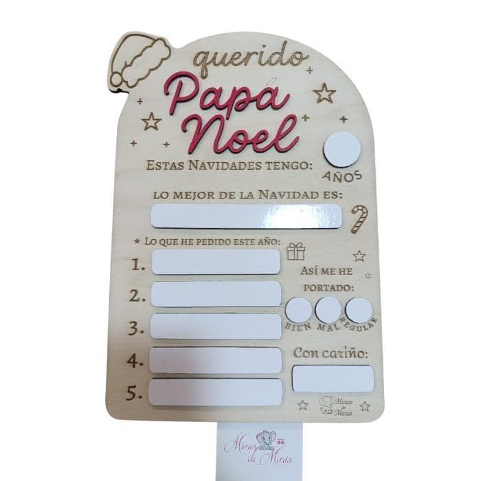 Carta de Madera Personalizada para Papá Noel o Reyes Magos – Grabada y Reutilizable para Niños - Imagen 1