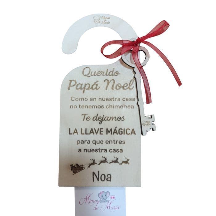 Colgador de Puerta Navideño Personalizado con Llave Mágica para Papá Noel - Imagen 1