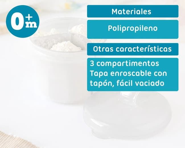 Dispensador de leche en polvo gris para bebés - Imagen 3