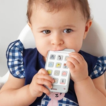 Mordedor para bebé con forma de teléfono gris - Imagen 2