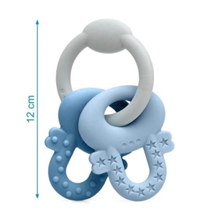 Mordedor para bebé llaves de silicona azul y gris - Imagen 1