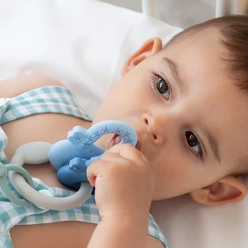 Mordedor para bebé llaves de silicona azul y gris - Imagen 2