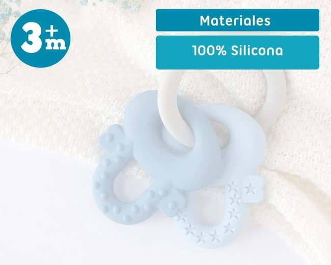 Mordedor para bebé llaves de silicona azul y gris - Imagen 3