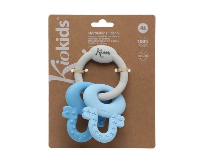 Mordedor para bebé llaves de silicona azul y gris - Imagen 4