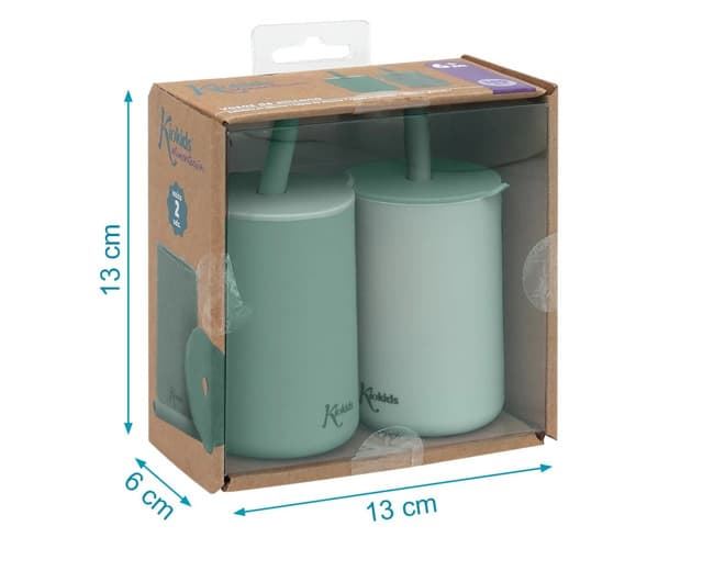 Pack 2 Vasos de Silicona Sage con Pajita para Bebé (180 ml) - Imagen 2