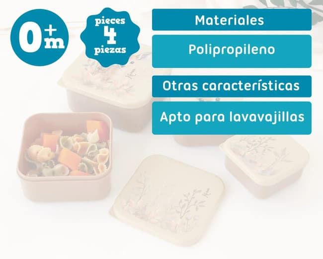 Set Porta-Alimentos Infantil 4 Unidades Ciervo Beige - Imagen 5