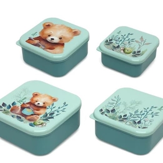 Set Porta-Alimentos Infantil 4 Unidades Oso Verde Salvia - Imagen 1