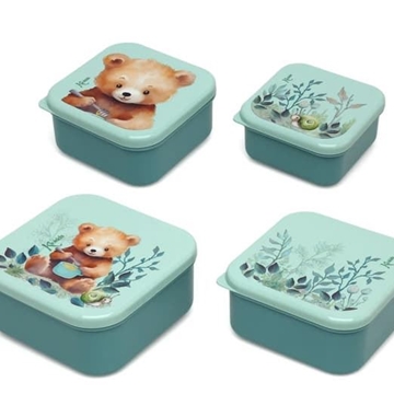 Set Porta-Alimentos Infantil 4 Unidades Oso Verde Salvia - Imagen 1