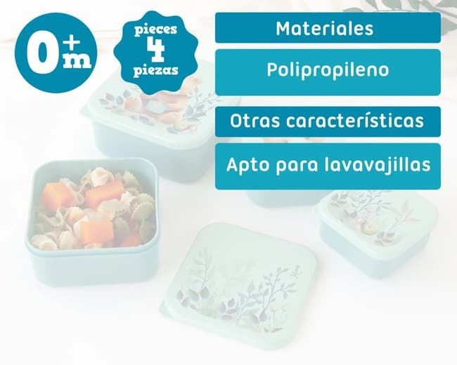 Set Porta-Alimentos Infantil 4 Unidades Oso Verde Salvia - Imagen 5