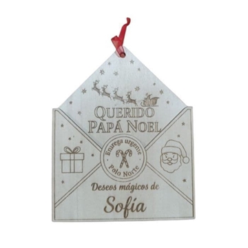 Sobre de Madera Personalizado para Papá Noel o Reyes Magos - Imagen 1