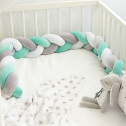 Trenza protectora para cuna y cama gris y menta 1,5 m - Imagen 2